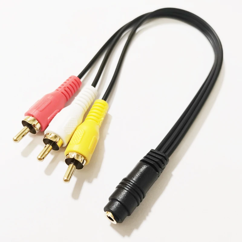 NCHTEK 3.5MM Female Jack to 3 RCA Male Audio Video AV Adapter Cord Cable About 25CM / 1PCS