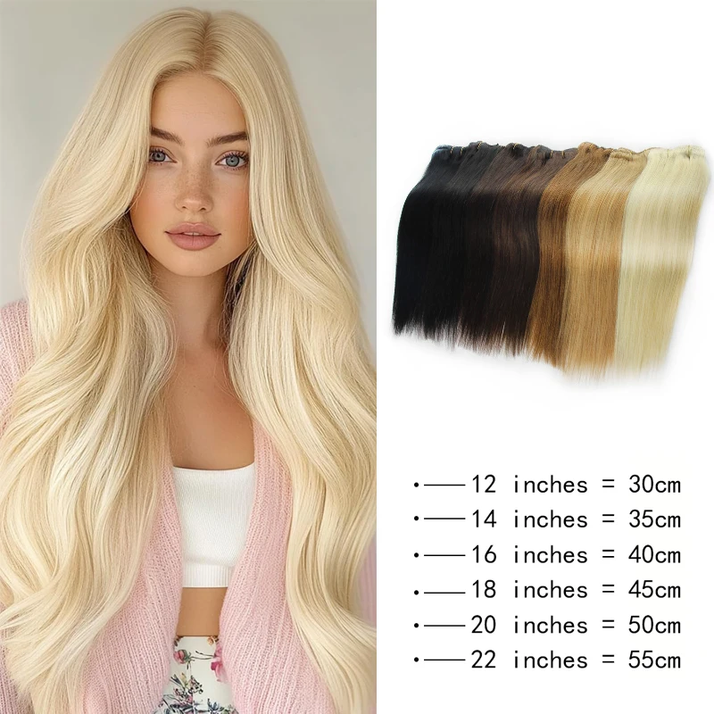 7 قطعة وصلات شعر بمشبك في وصلات الشعر مشبك شعر بشري حقيقي في وصلات شعر بشري مستقيم حافة ناعمة حريرية غير مرئية شعر حقيقي