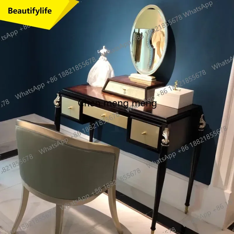 

A13 Stool Drawers Dresser Eithe Girl Mirror Brown Wooden Storage Dressing Table Makeup Hotel Luxury Coiffeuse De Chambre Furnitu
