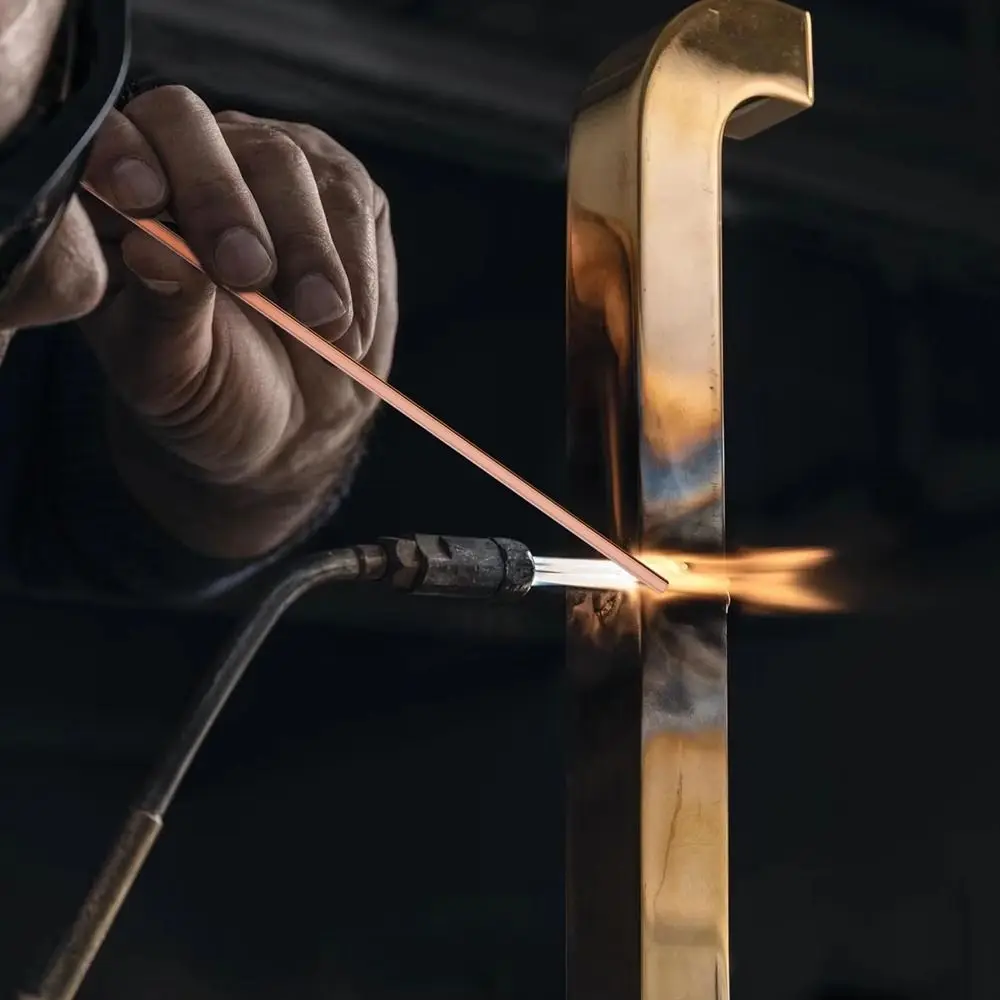 4Pcs 250mm Phosphor Copper Welding Rod Flat Self Fluxing Brazing Soldering Rod Phosphor Bronze Copper Brass Welding Stick