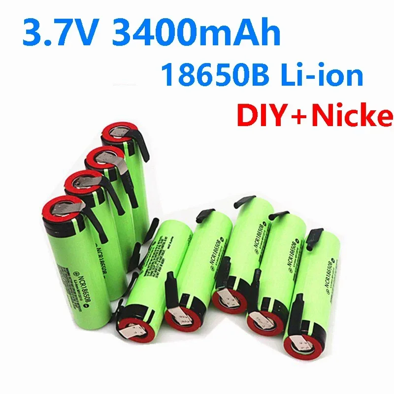 High-capacity 18650B 3.7V 3400mAh High Power Chargeable Lithium Battery, High Power Discharge 30A High Current + DIY Nickel