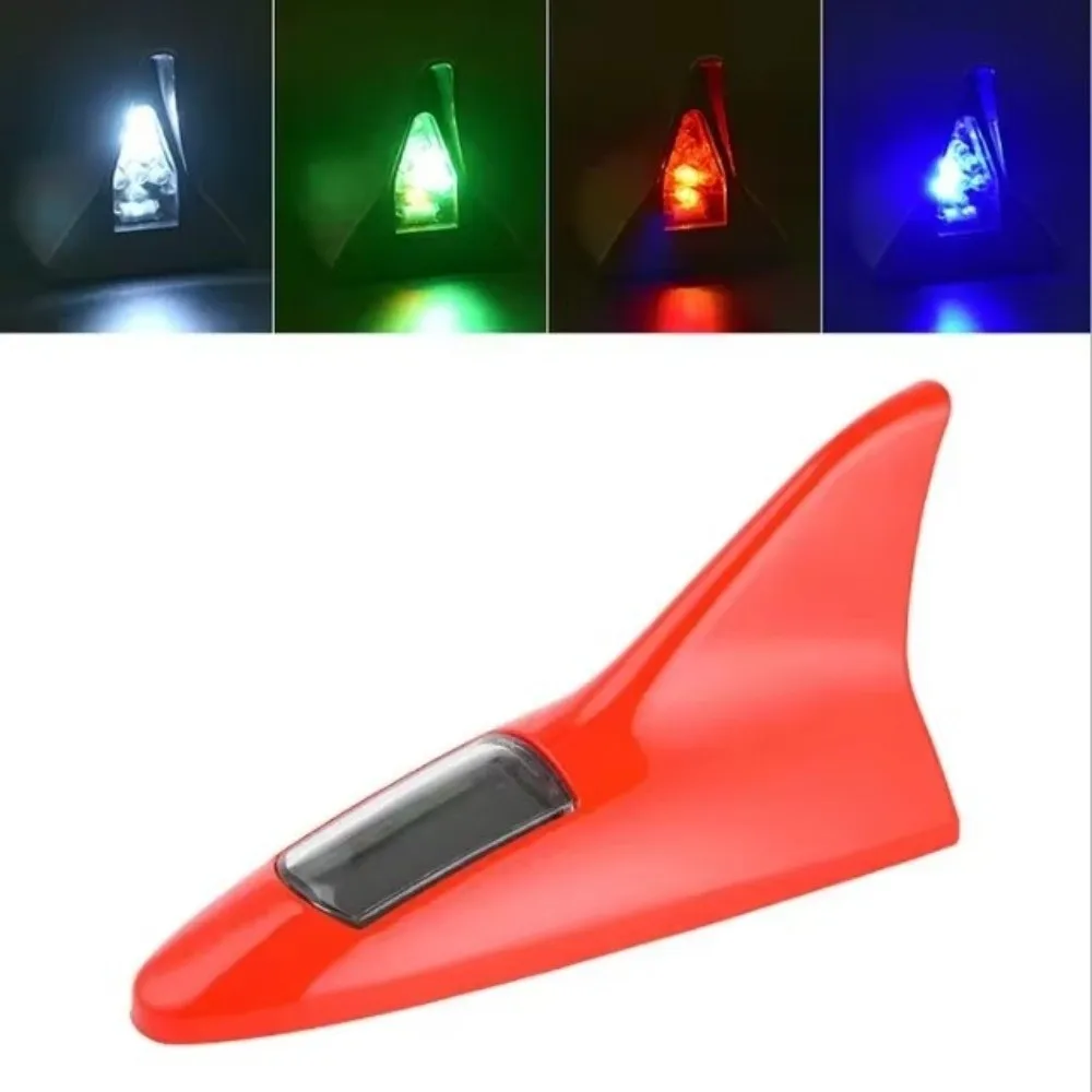 Solar Energy Charging Car Shark Fin Antenna Strobe Flash Mode 4 Light Colors LED Warning Light Energy Saving 8 Light Effects