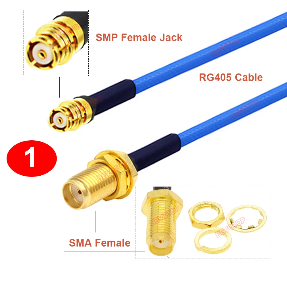 1PCS RG405 SMA to SMP Cable SMP Female to SMA Male / Female Connector Jumper High Frequency 6Ghz RG-405 086 Pigtail BEVOTOP