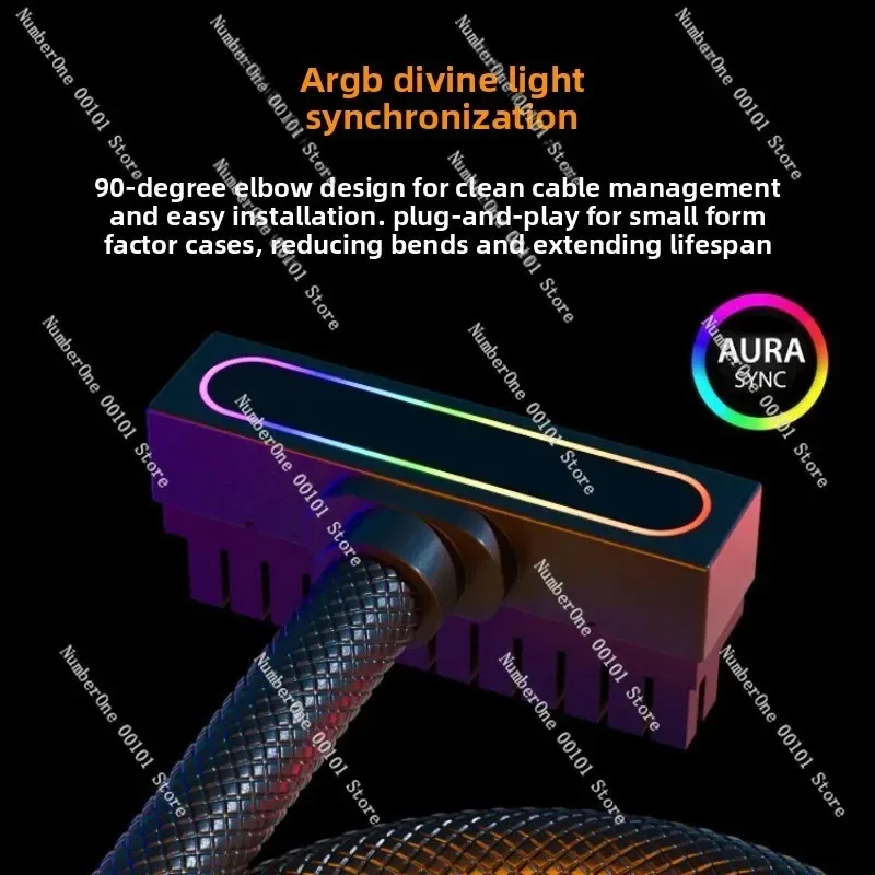 24Pin 90 Degree Right Angle Adapter Module, Mainboard Power Connector Extension Line for PC Power Supply Cable Management