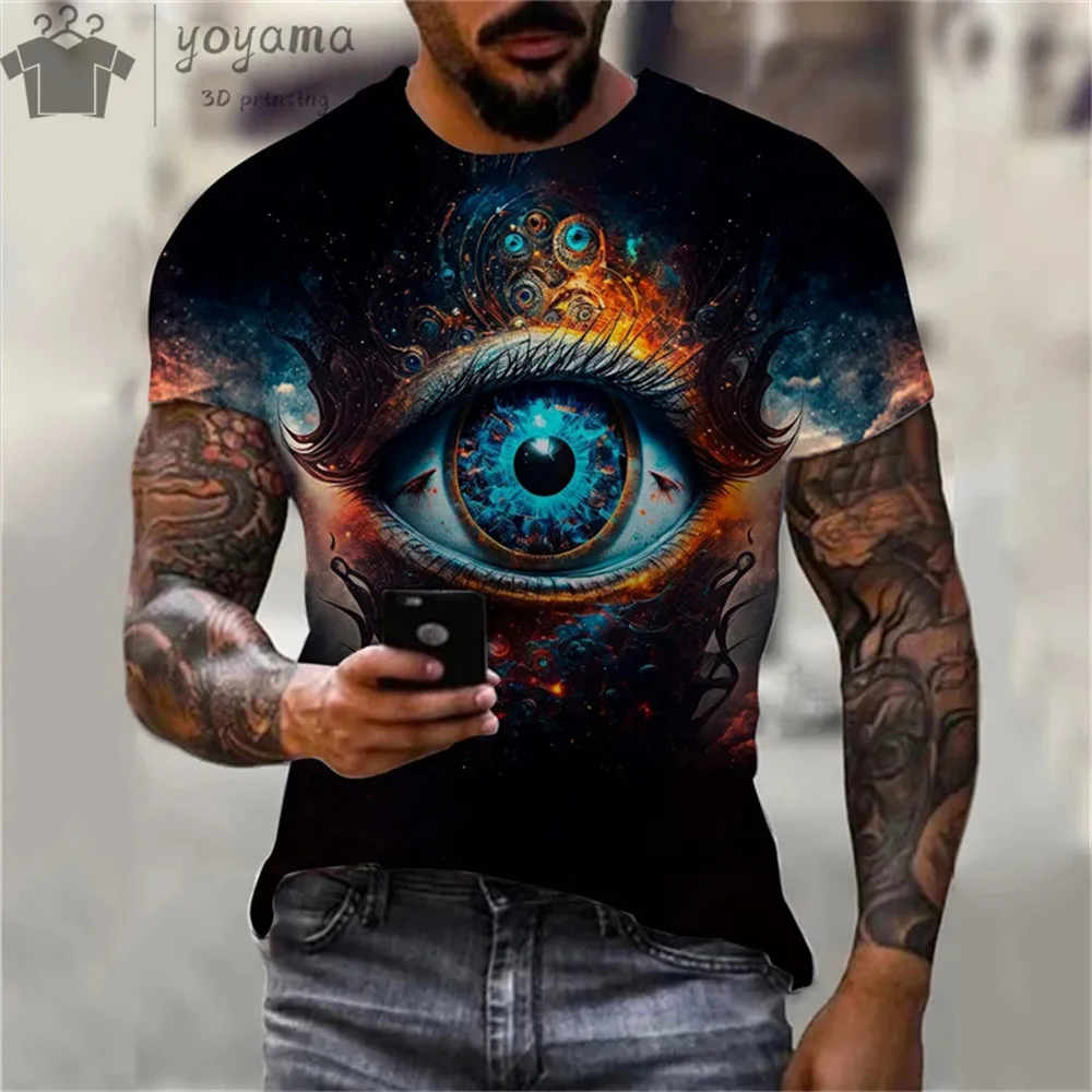 Zomer Mode Nieuwe 3d Eye Abstract Patroon Heren Kleding T-Shirts Voor Mannen O-hals Oversized T-Shirt Man Korte Mouw T-Shirt