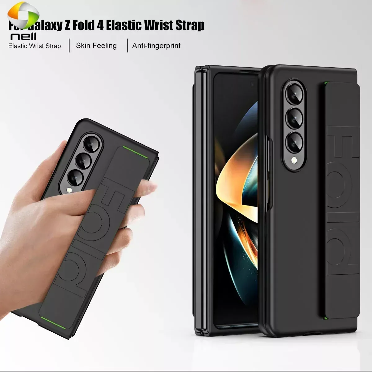 For Samsung Z Fold 4 5 Case Elastic Wrist Strap Liquid PC Slim Mat Shockproof Phone Cover for Samsung Galaxy Z Fold 5 3 4 ZFold5