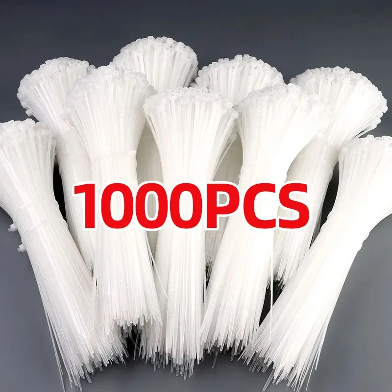 1000/500/250 PCS Self-Locking Plastic Cable Tie Black White Nylon Wire Zip Fasten Ring Wraps Strap Large Quantity Wholesale