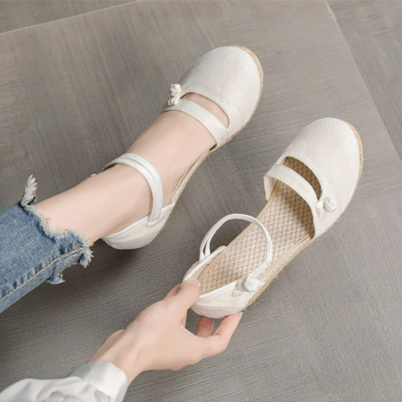 Elegant Woman Heeled Shoes Summer 2023 Espadrilles Wedges Sandals Women Casual Comfort Party Pumps Loafers Zapatos De Mujer