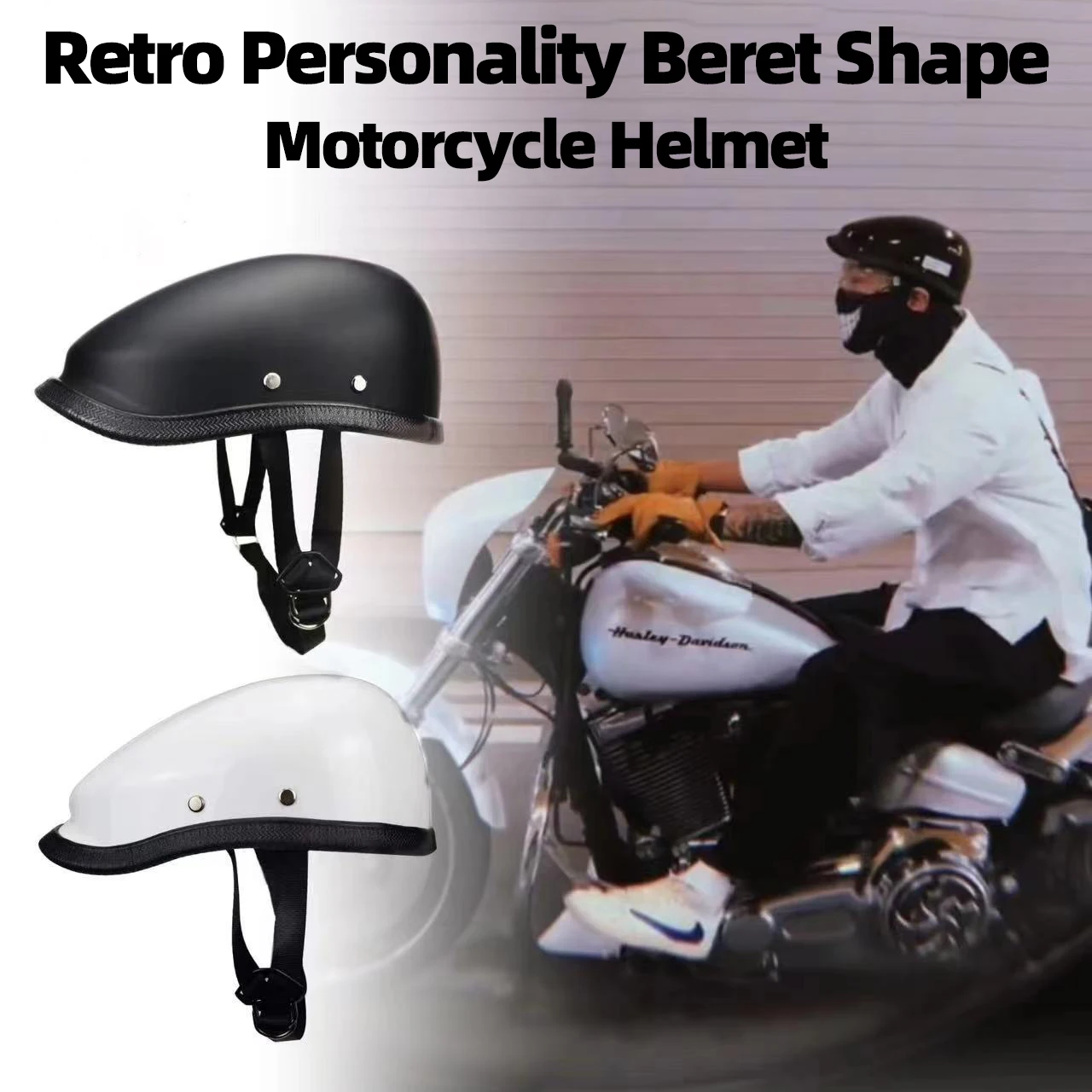 

New Beret Shape Motorcycle Half Helmet Personality Halley Cruising Riding Moto Helmet Cool Retro Punk Style Helmet Unisex