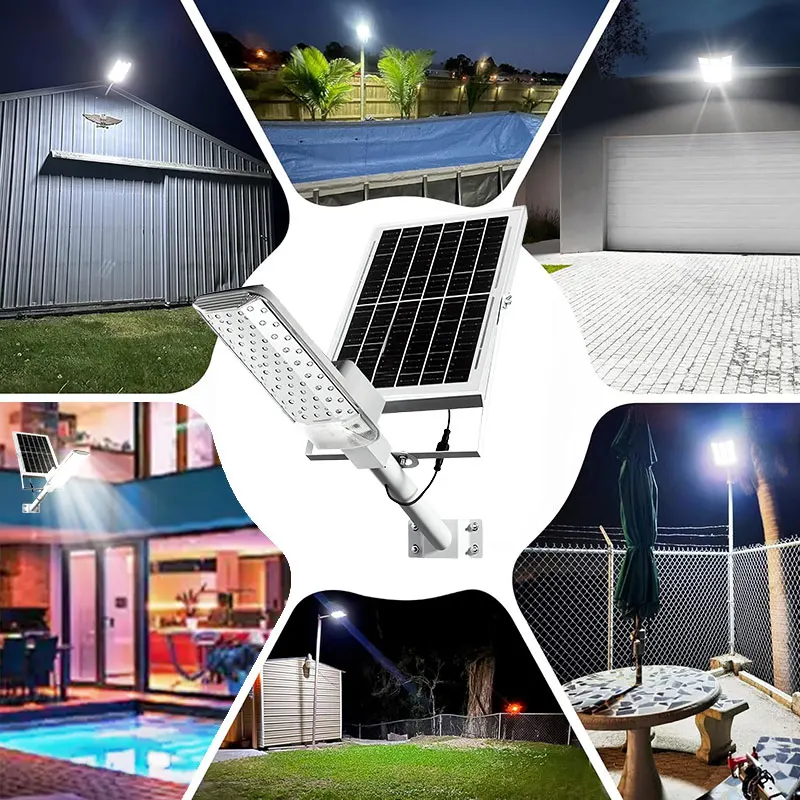 Farola solar exterior impermeable IP65, con un brillo de 10.000 lúmenes y un 320 °   rango de iluminación gran angular