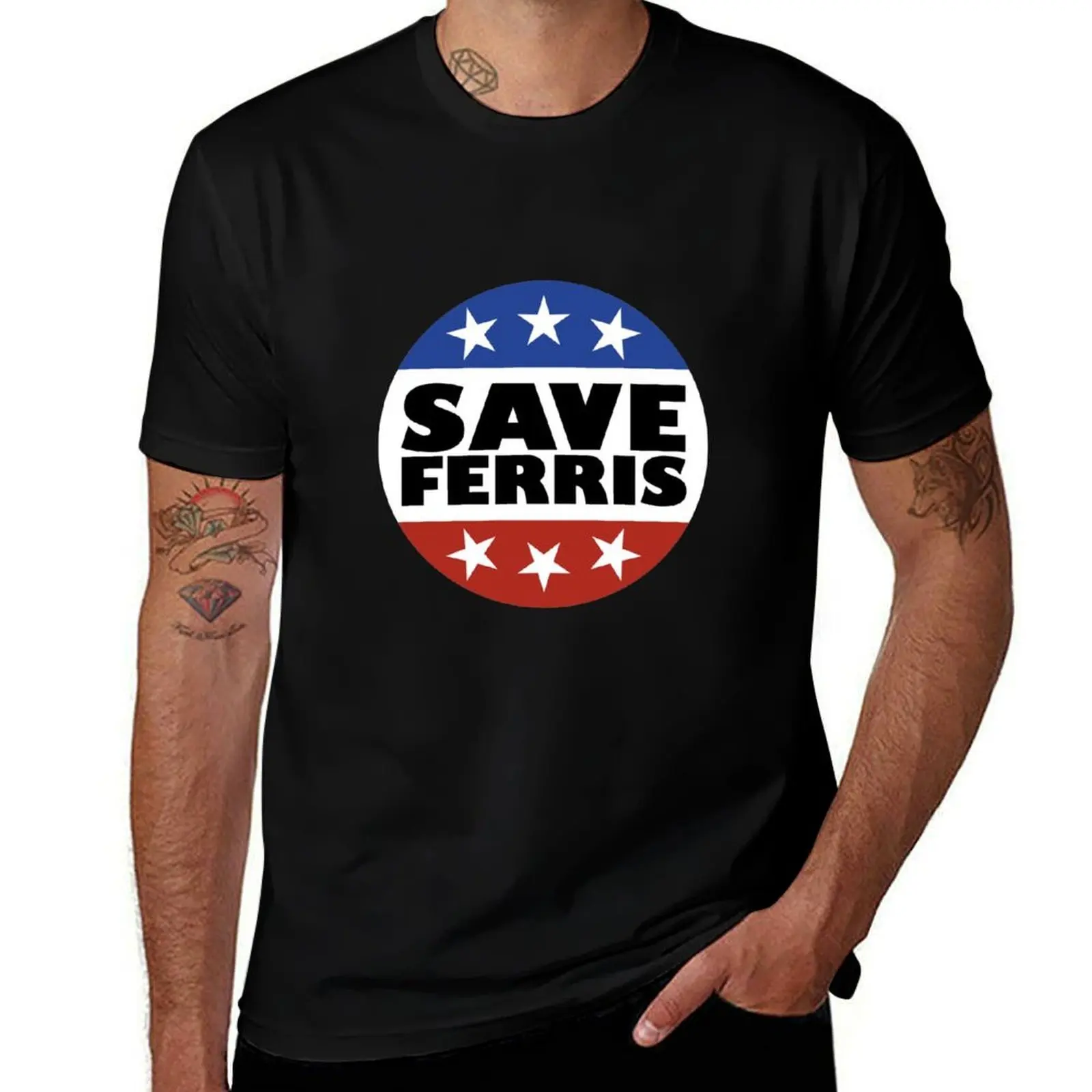 Save Ferris Badge T-Shirt Fashion Print Casual Short Sleeve