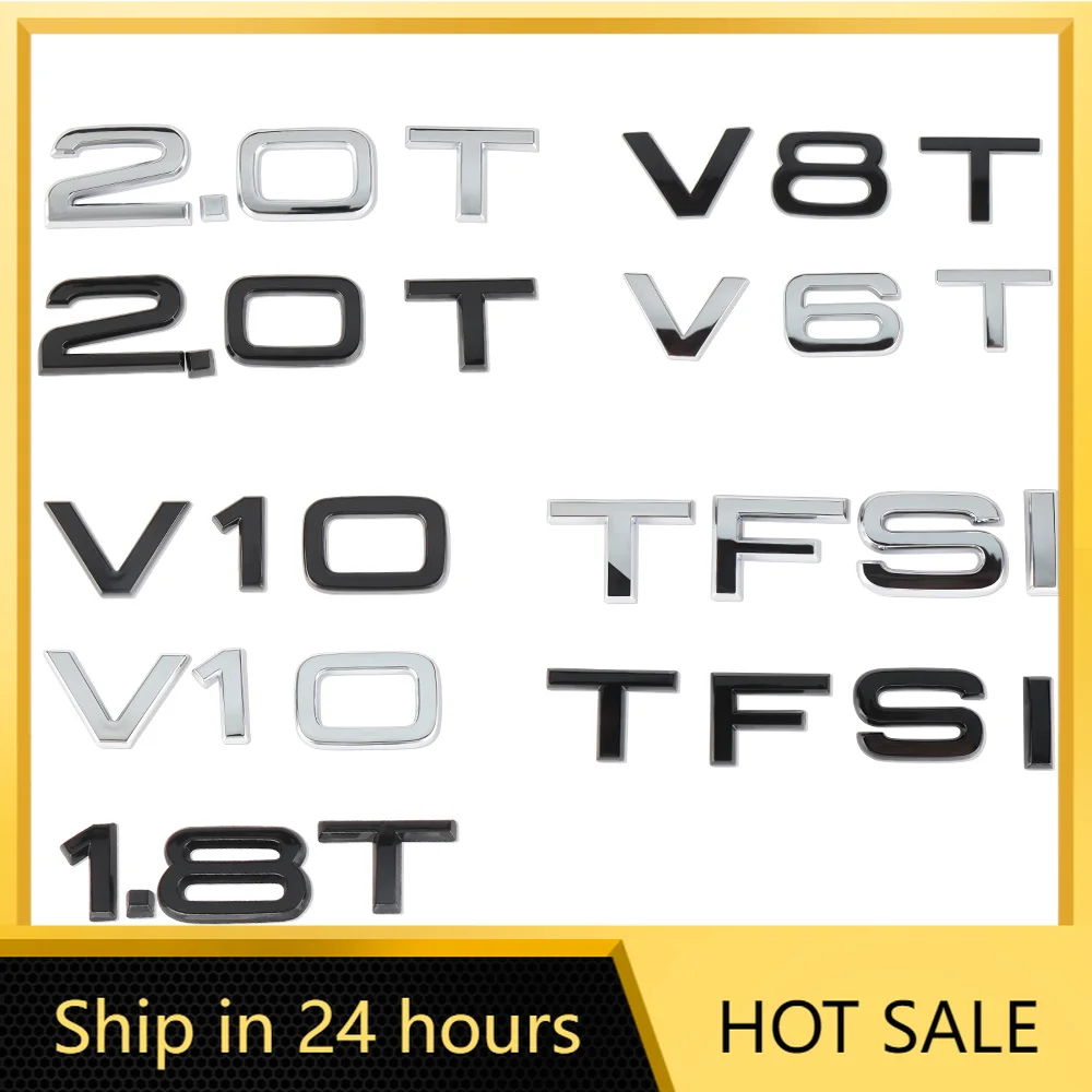 Металлический 3D-значок для стайлинга авто V10 2.0T V8T TFSI 1.8T, наклейка-эмблема, центральная накладка для Audi B8 A3 8P A6 C7 8V B9 B7 B6 C6 C5 C8