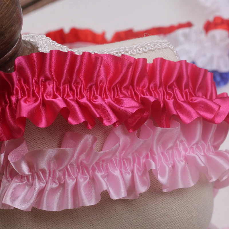 Lolita Center Pleated Elastic Satin Ribbon Lace Diy Ladies Hair Hoop Headdress Toy Clothes Skirt Sewing Dresses For Women 2025