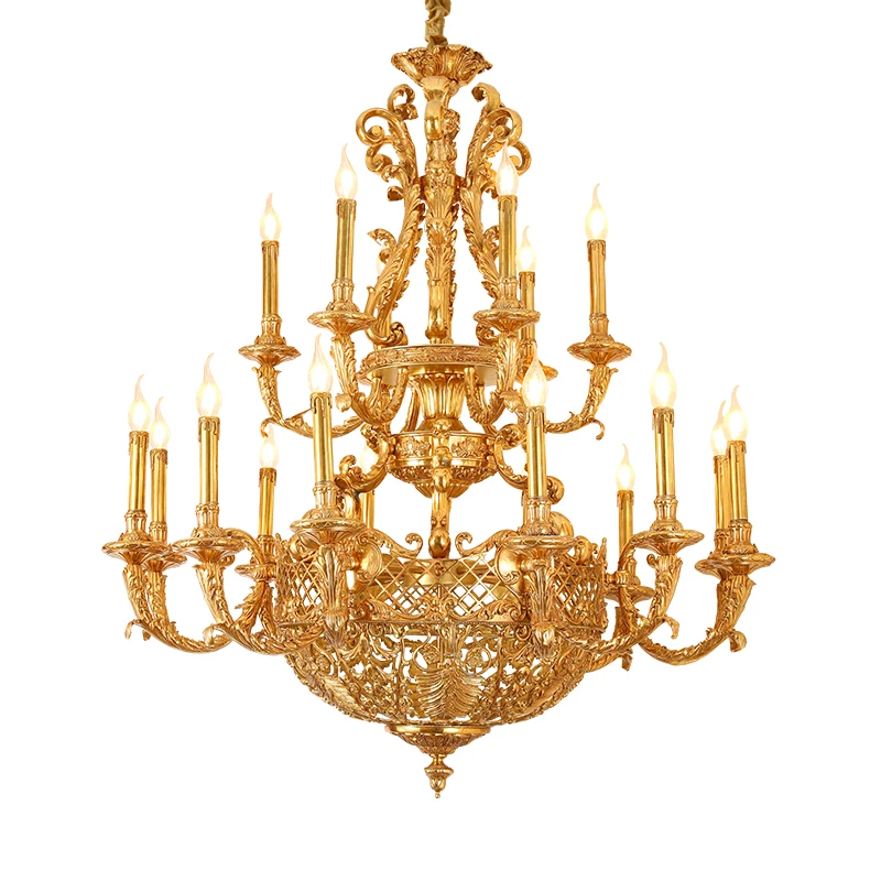 Plafonnier en Cuivre de Style Royal, Luminaires Suspendus de Luxe, Lustre en Laiton de Grande Taille, Lustres Énormes