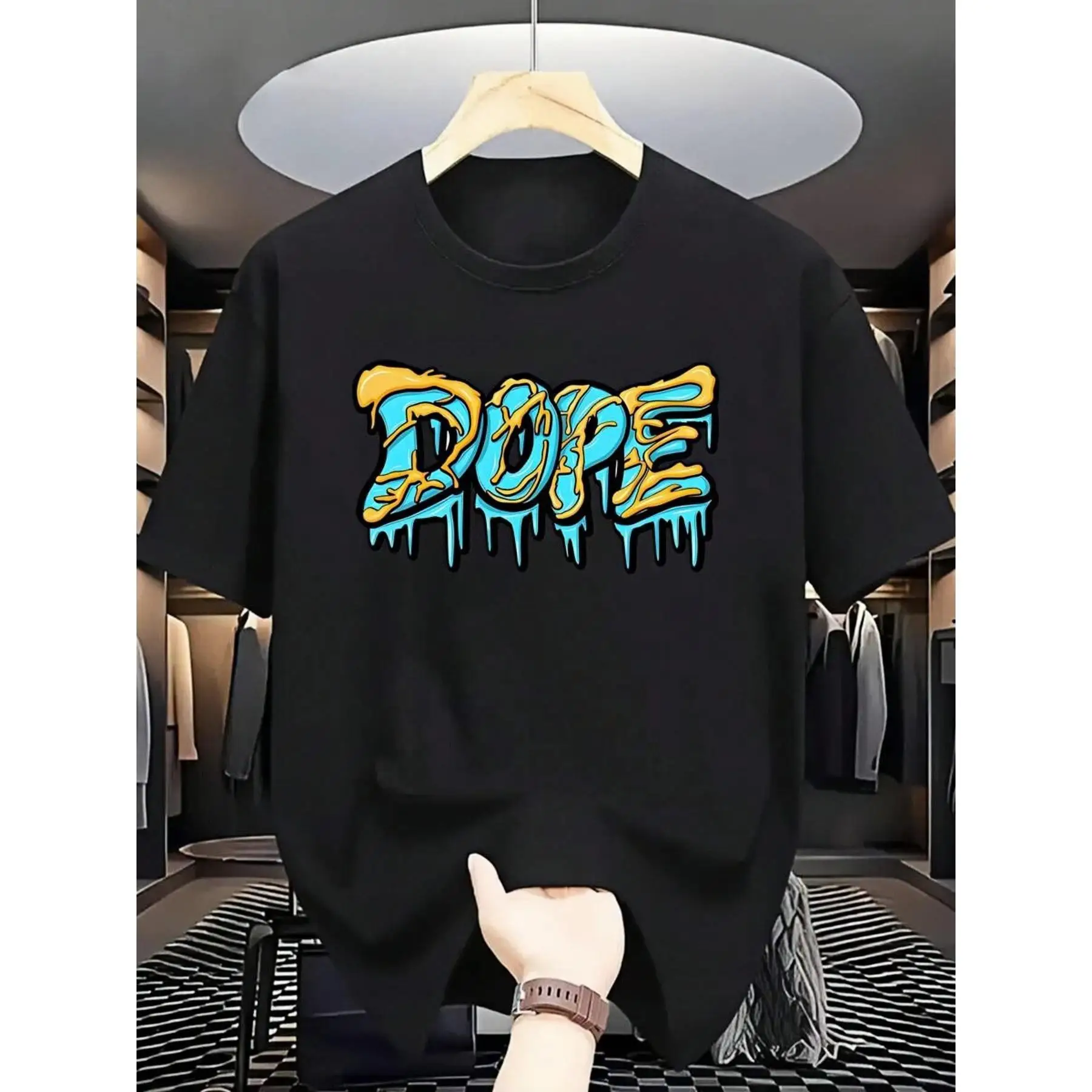

Hip Hop T-shirt Graffiti DOPE Graphic Tee Streetwear Slogan Cool Urban Apparel Unisex Casual Loose Fit Summer Cotton Top