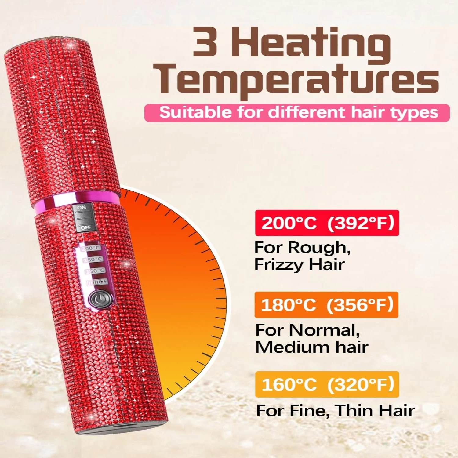 Perfetto per i viaggi, questo mini piastra per capelli e bigodino portatile senza fili è ideale per ragazze e donne che sono sempre sul