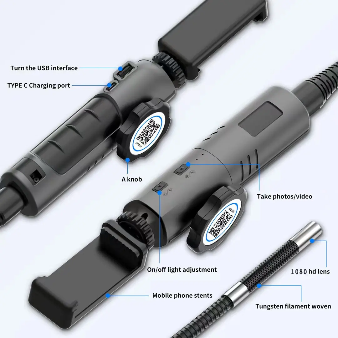WDLUCKY 6mm 8mm HD endoscopio fotocamera impermeabile Micro 6 LED IP67 endoscopio per auto Smartphone industriale Mini fotocamera endoscopio