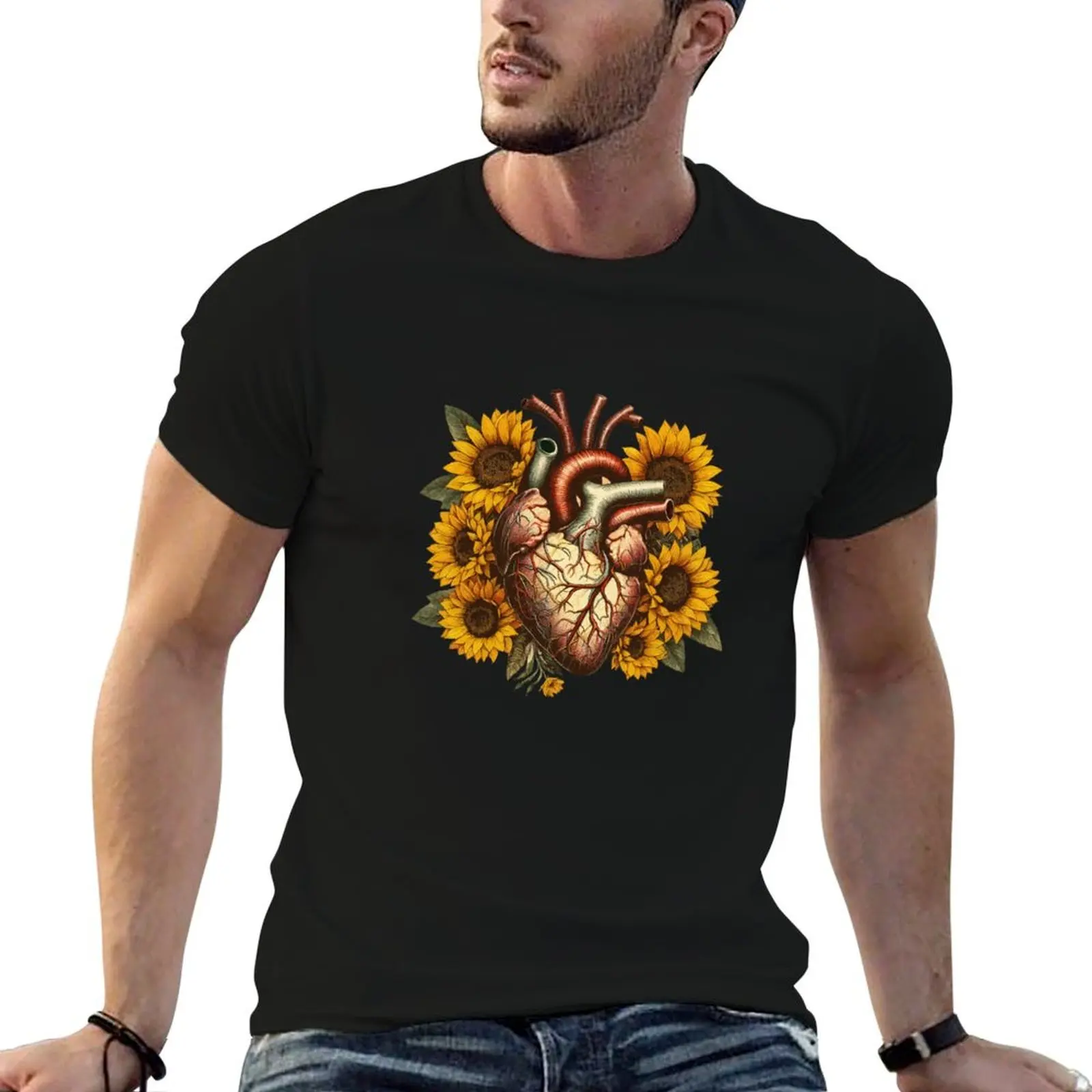 

Floral botany Human heart, Vintage anatomy style, sunflowers Watercolor, human heart, anatomy art, student, doctor, medi T-Shirt