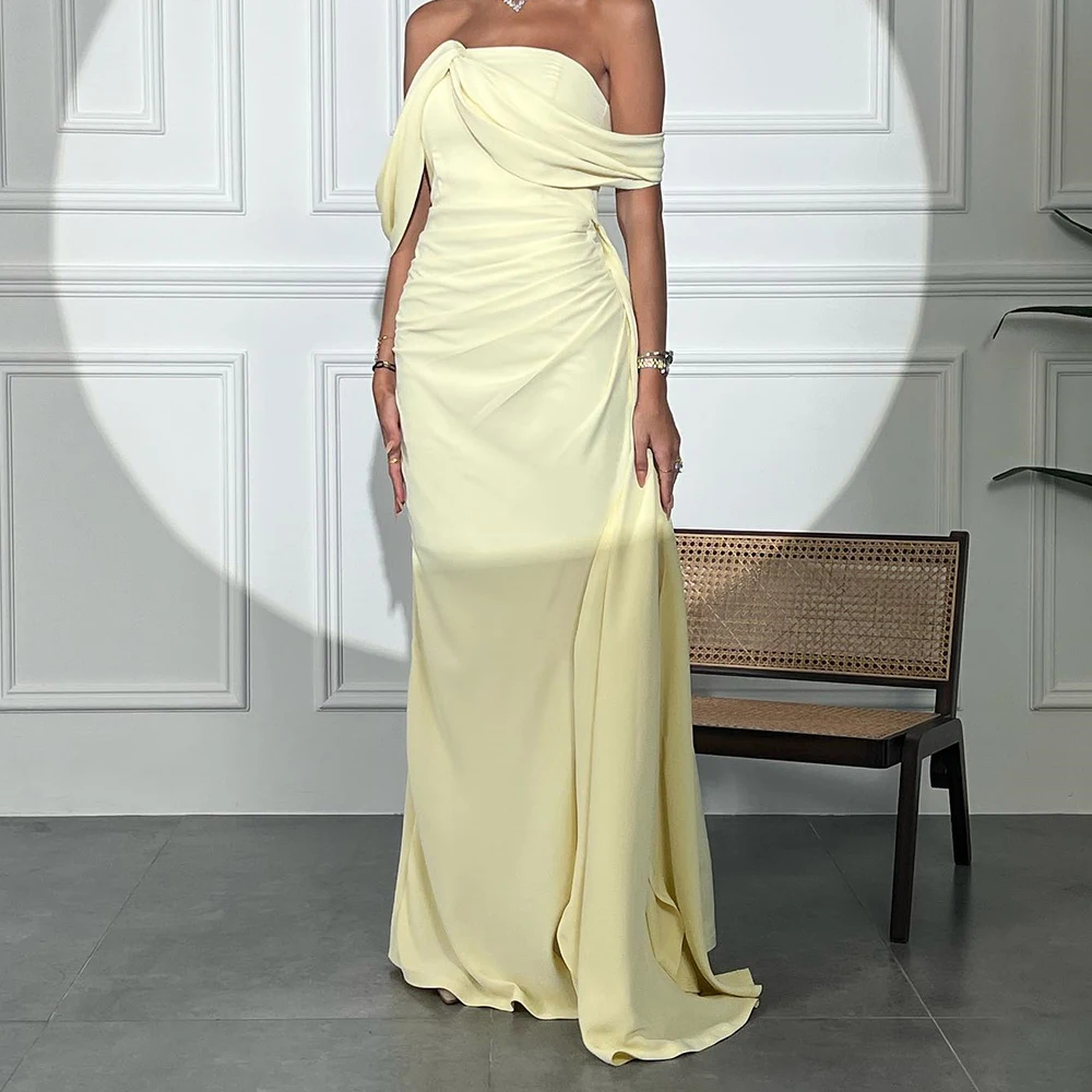 

Customized Fashion Straight Floor Length Strapless Off the Shoulder Jersey Sleeveless Evening Dress Classic vestidos para mujer