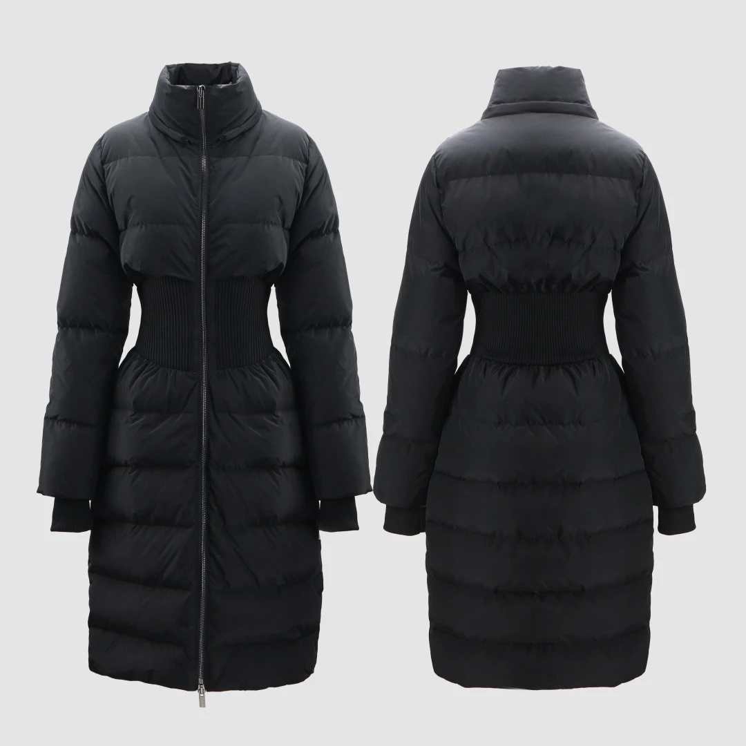 

Новинка 2025 года: Высококачественный черный длинный пуховик с капюшоном для женщин, приталенный теплый тренч, зимняя верхняя одежда