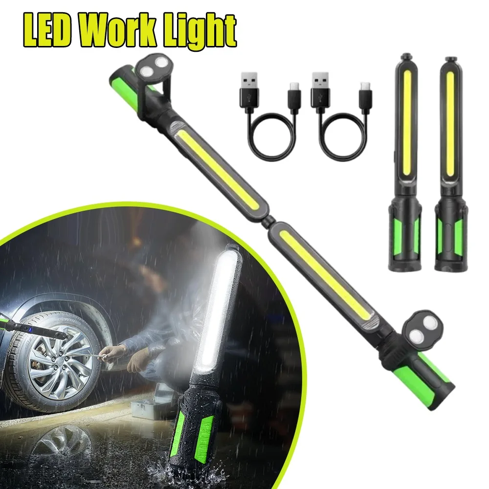 

LED Work Light Handheld Flashlight Super Bright Strong Magnet Hook Type C Rechargeable Rotating Light Automotive Inspection Lamp