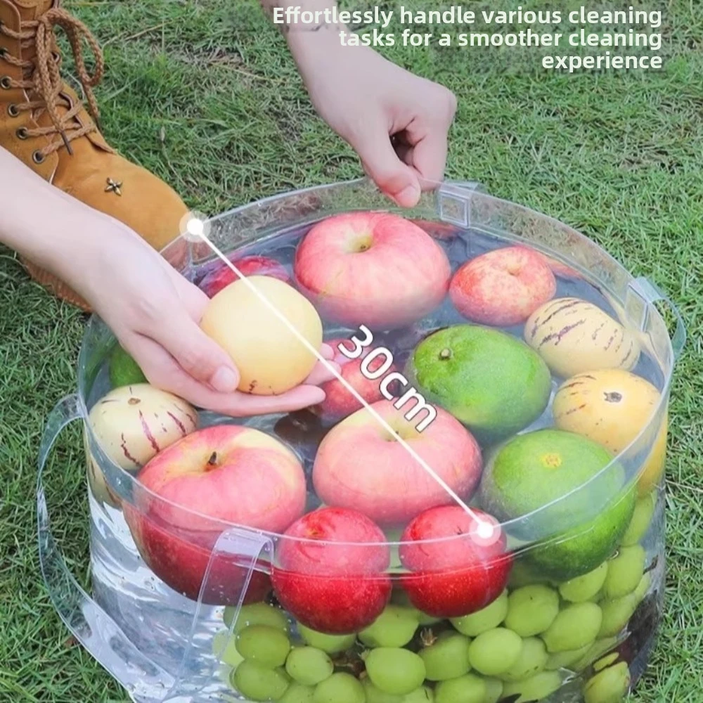 6.8L/12L Foldable Transparent Bucket Portable Leak-proof Laundry Basin with Handle Plastic Camping Bucket