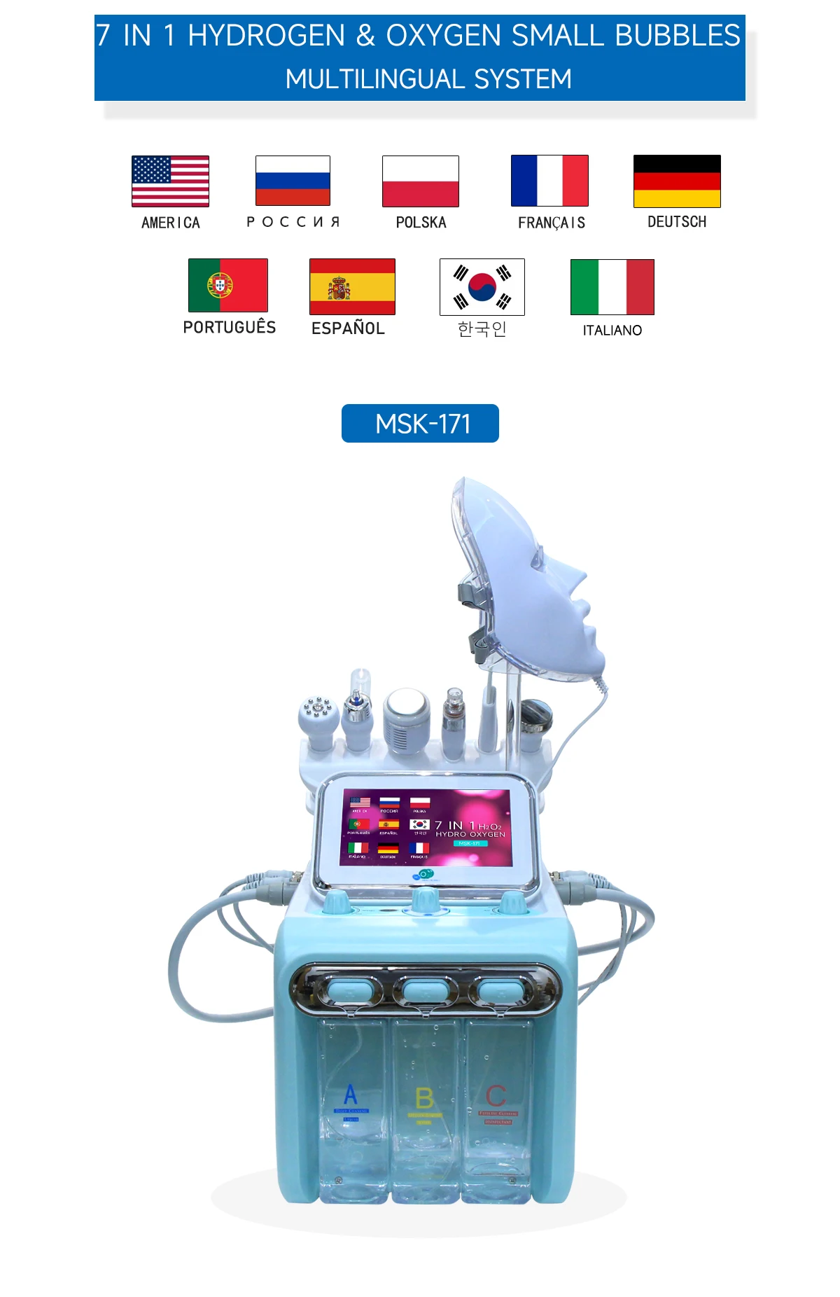 4QUEENS 다기능 7 in 1 수소 산소 H2O2 머신 소형 버블 딥 페이셜 클렌징 블랙헤드 제거 아쿠아 필링 제트 워터 산소 피부 강화 뷰티 디바이스