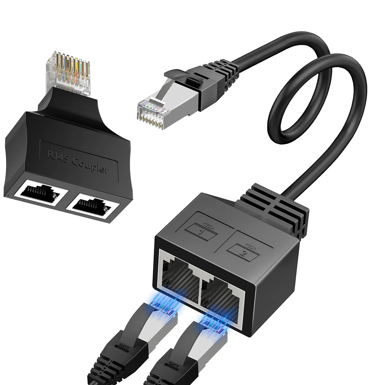 Сетевой разветвитель RJ45 8P8C на 8 портов, Т-образный адаптер 1-в-2, удлинитель сети CAT6/CAT5