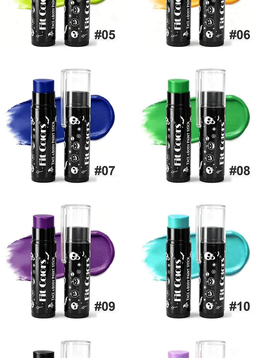 12 Farben Gesichts- und Körperfarbstifte Wasserfeste Matte Schwarze Weiße Mischbare Stifte Langanhaltende Make-up Halloween Kosmetik – Detail 13