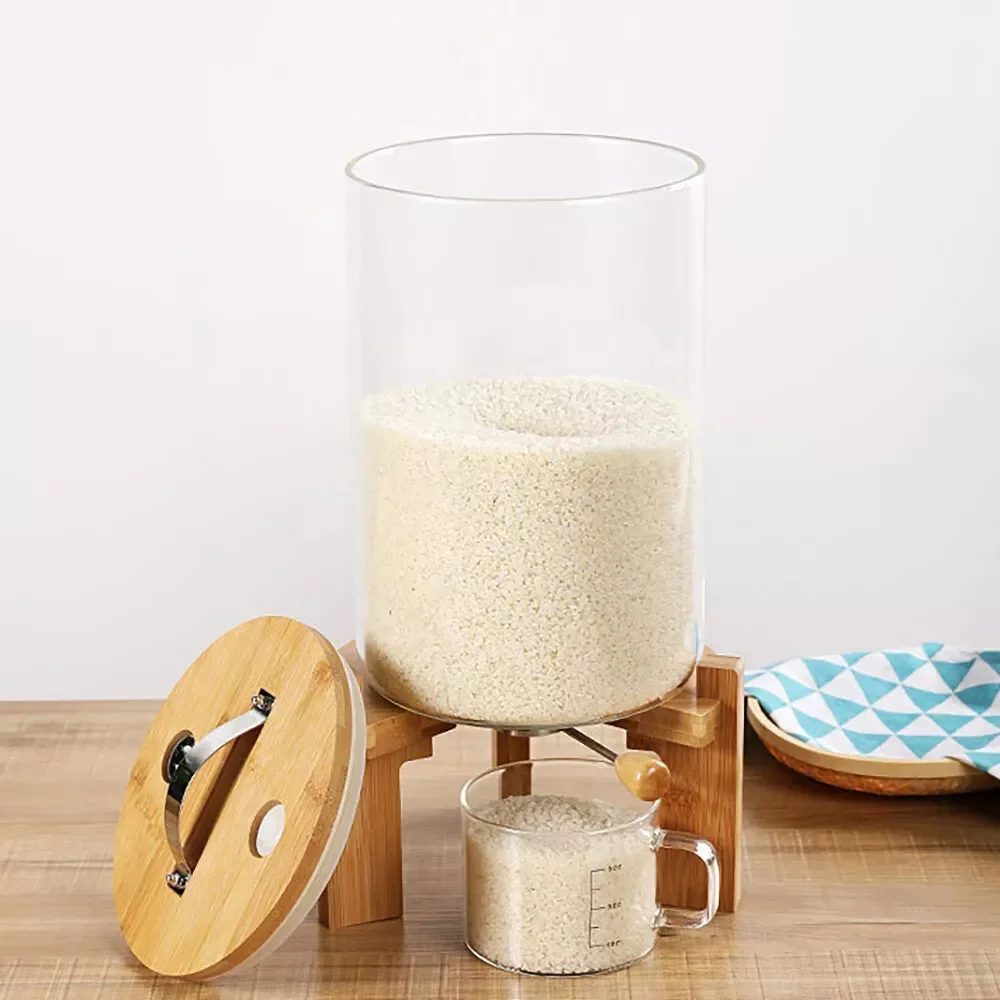 

7.5L Grain Storage Jar with Cup Rice Dispenser + Valve + Sealed Box for Dry Grains