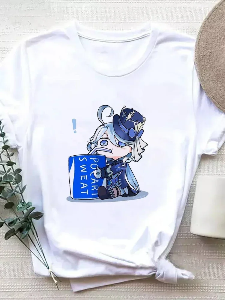 原神ガニュプリント Tシャツ女性ヴェンティ漫画グラフィックカジュアル服トップス Tシャツ夏カジュアルルーズストリートウェア Tシャツ