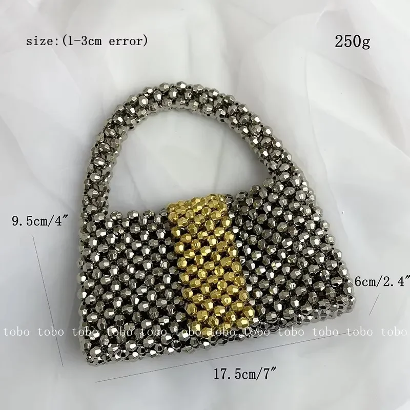 2024 Sliver Metal Color Acrylic Bead Box Purses for Women Summer Beach Beaded Handbags Ladies Evening Fashion Luxury Bag