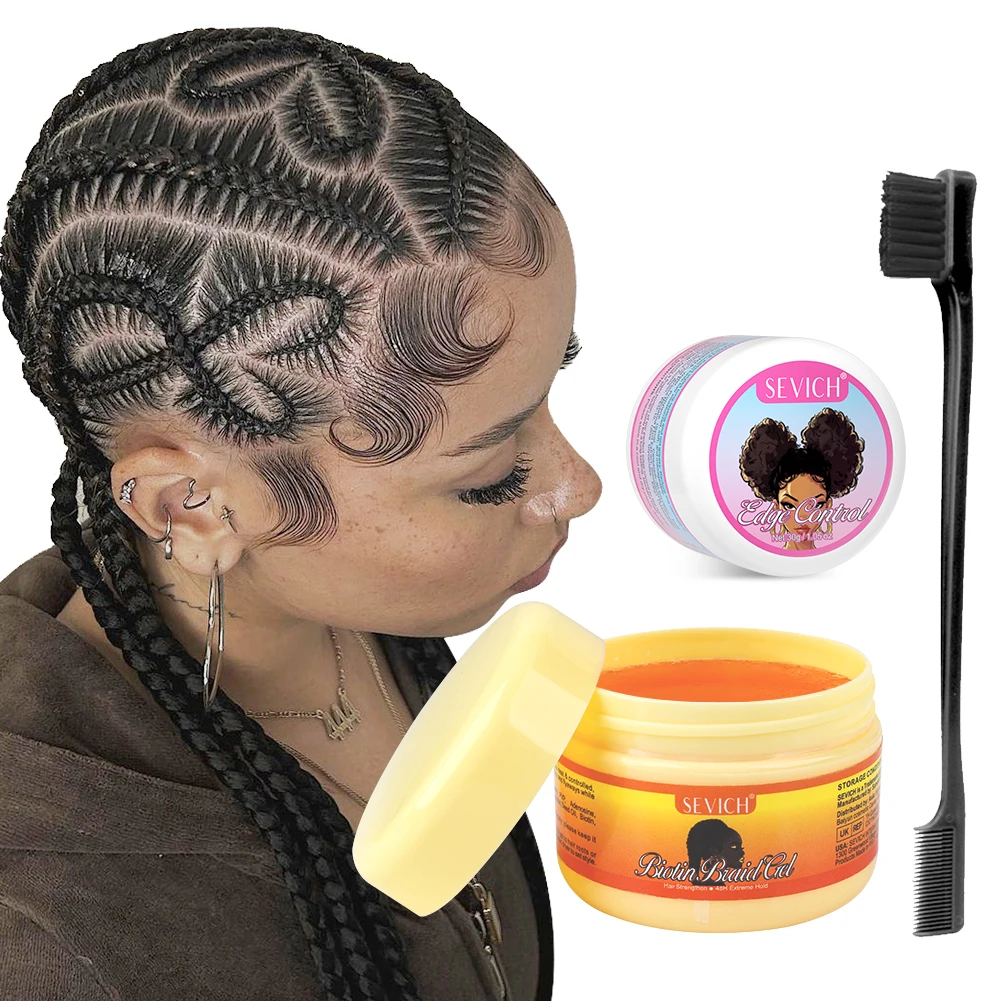 

Edge Control Gel Set Hair Braiding Gel Biotin Anti Break Hair Wax Non-Greasy Hair Styling Cream Anti-Frizz Wax Stick For Wig