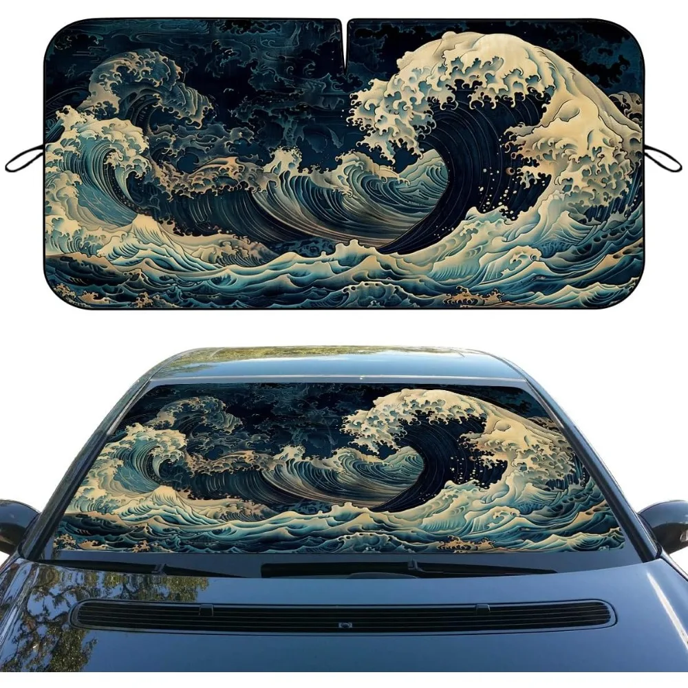 

Синие океанские волны, лобовое стекло автомобиля, солнцезащитный козырек, складные традиционные волны, морской тепловой козырек, переднее окно автомобиля, солнце ​ тени лобового стекла прожилки су