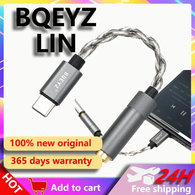 BQEYZ LIN Type C to 3.5mm 4.4mm HiFi Headphone Adapter 32bit 384KHz CX31993 Dongle Earphone Amp DAC Compatible with Type C Ports