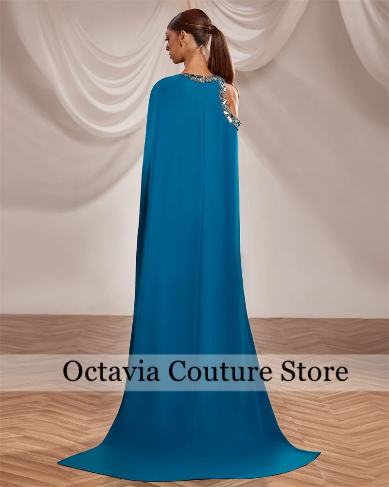 

Off Shoulder Beads Prom Dresses Loose Floor-Length Chiffon Party Gown Elegant Evening Dresses For Eid Customized Vestidos De