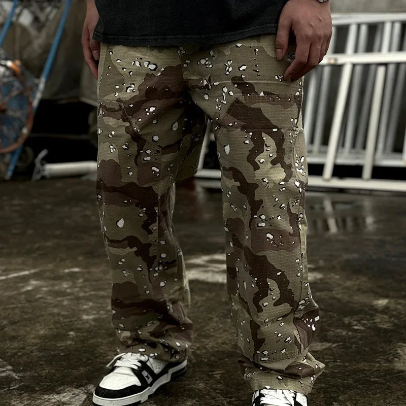 Streetwear High Quality Multiple Pockets Functional Cargo Pants Men Women Drawstring Oversized Desert Camouflage Overalls