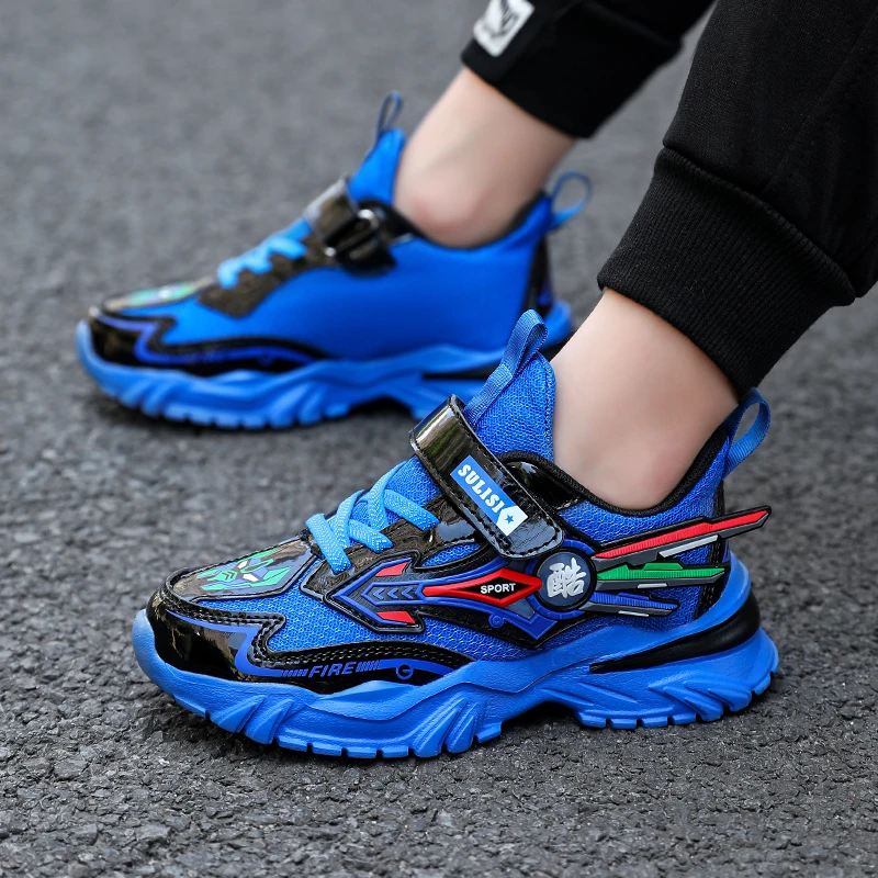 Модная детская спортивная обувь для мальчиков, осенние дышащие кроссовки, легкие школьные кроссовки для бега, Повседневная летняя прогулочная обувь