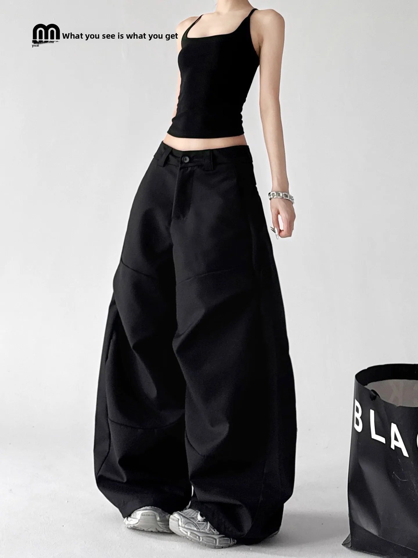 

Bla Dance Casual Pants Women's Spring Autumn Loose Wide Leg Pants Slimming Versatile Ladies Workwear Trousers High Waist