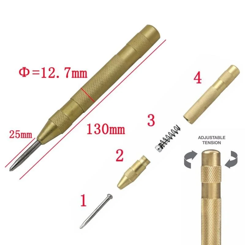 Semi-automatic center punch spring marking locomotive window glass crusher drill tool opening fast drilling