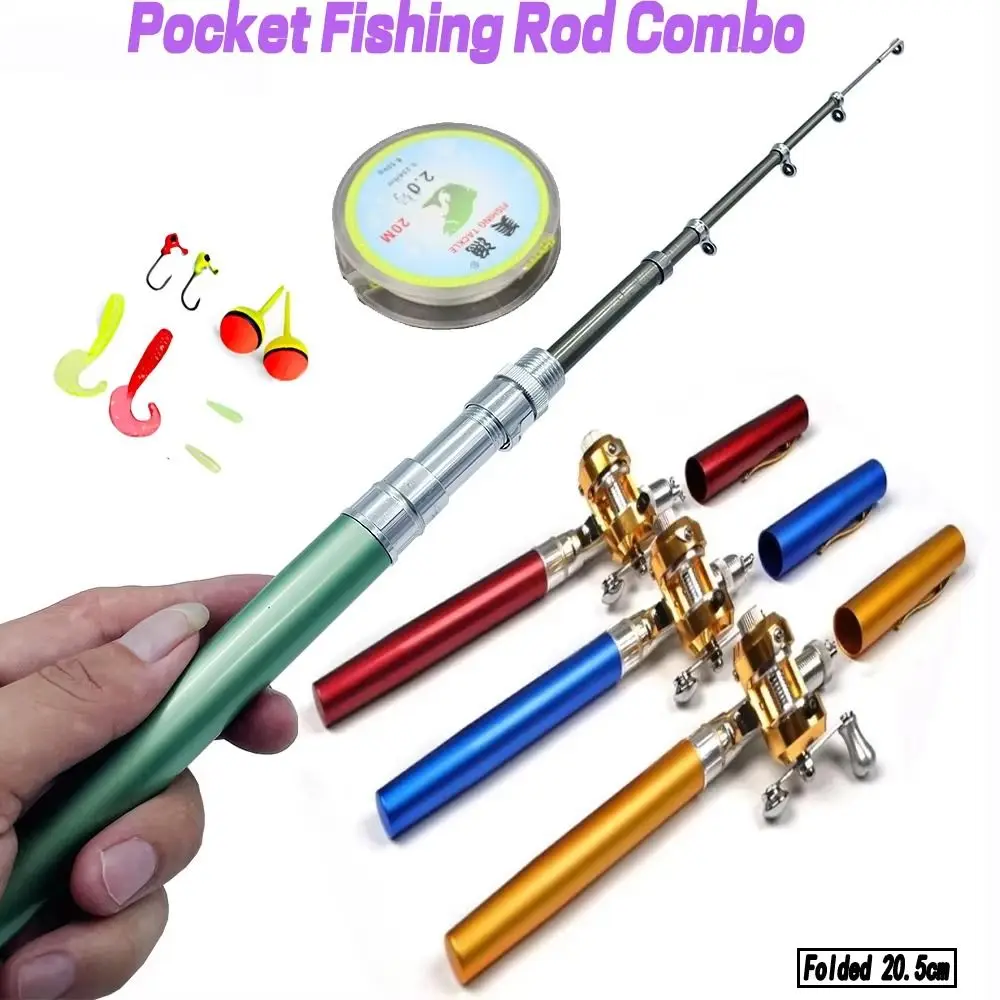 Telescopic Pocket Fishing Rod Pen Shape Carbon Reel Mini Fishing Pole Aluminum Alloy 1M Folded Fishing Rod Kit Stream - Image 5