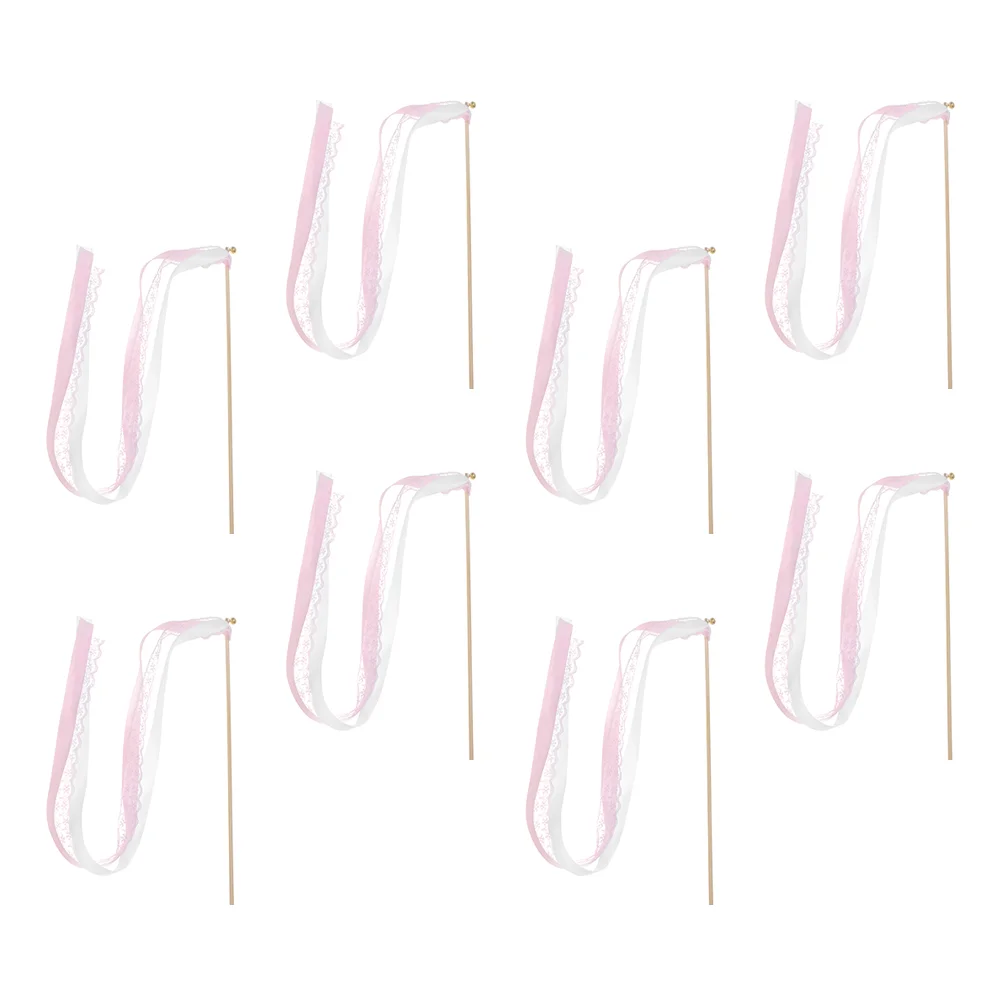 

8 Pcs Ribbon Fairy Stick Decorate 60X30CM Streamer Streamers Party Wedding Pink Decoration