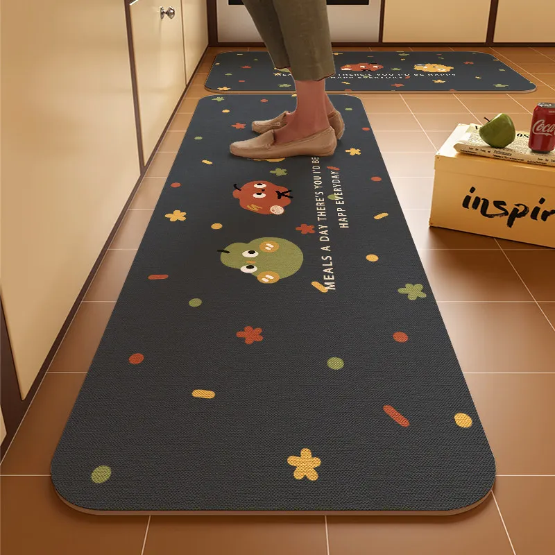 VIKAMA Kitchen Corridor Rug Water Absorbent And Dirt-Resistant Restaurant Laundry Room Easy To Clean  Mat Home Decor Accessory