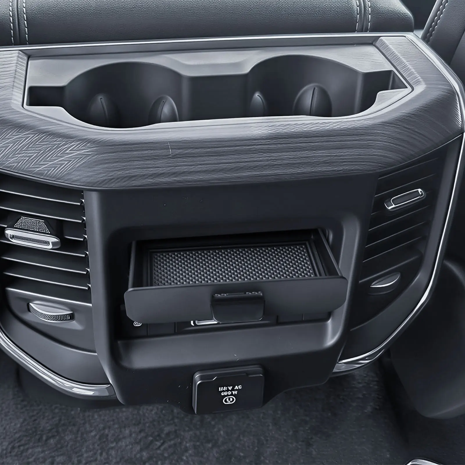 Rear Seat Storage Tray Console Storage Organizer for 2019-2026 Dodge Ram 1500 2500 Interior Hidden Drawer Coin Storage Box 3500