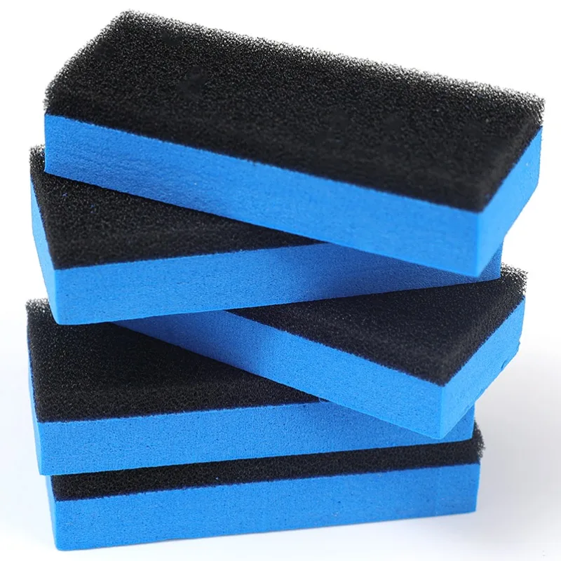 10X Car Sponge Block Cleaning Wax Polish Pad Tool Car Sponge Black Blue Double-Sided Sponge Hand Sanding Block Automotive Care