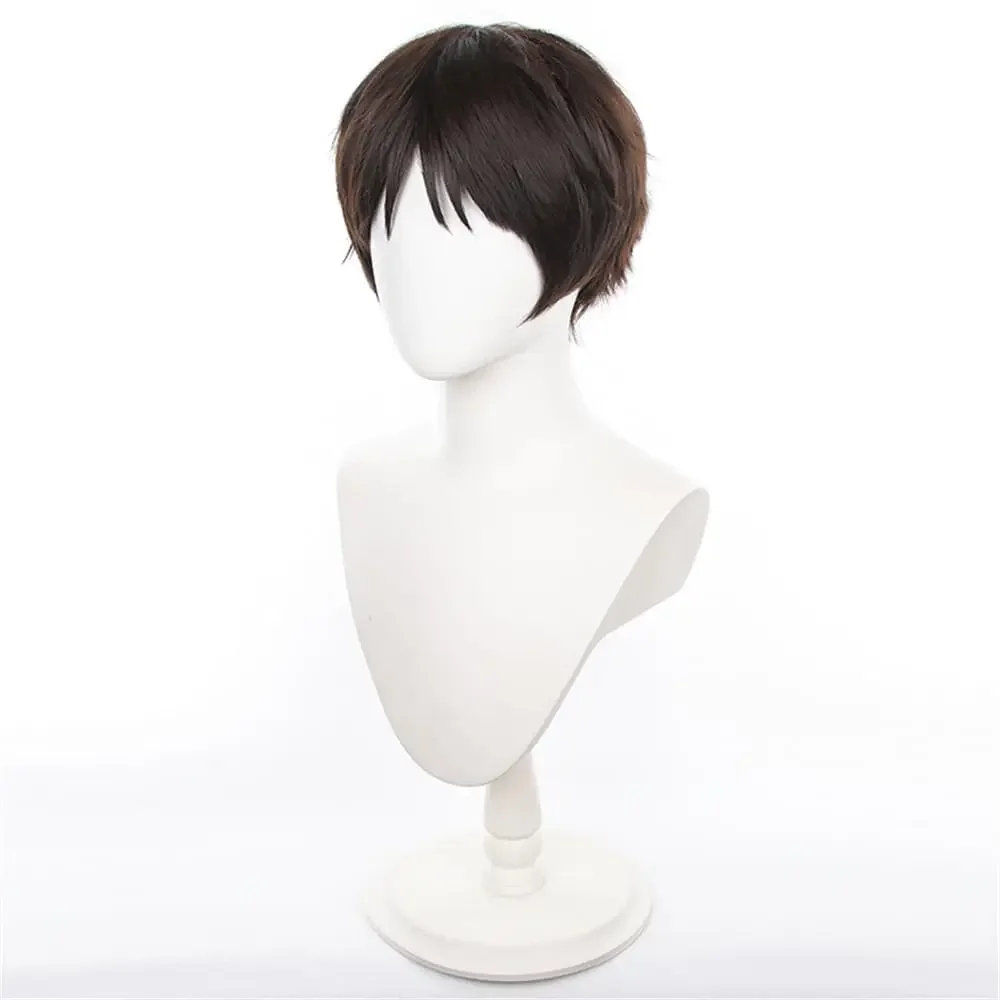 Perruque courte et droite marrom foncé pour femmes et hommes, perruque de fantasia de cosplay de halloween
