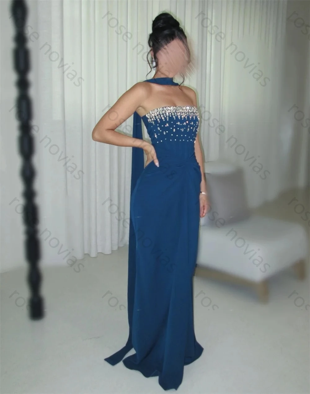 

Высокое качество, индивидуальное джерси, блестящее без бретелек, труба длиной до пола, на заказ, женское роскошное вечернее платье, изысканное