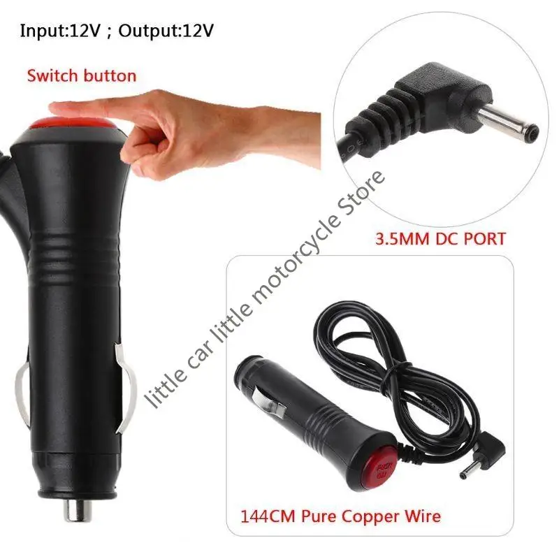 12V Car Lighter Plug to DC 3.5mm Power Cord cable Switch For auto GPS DVD Navigation Charger