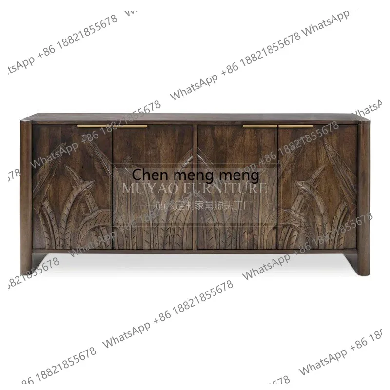 

French solid wood porch cabinet American retro living room four-door dining side cabinet walnut decorative cabinet