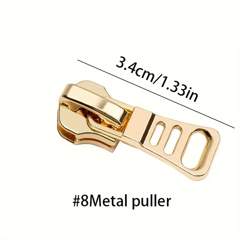 5pcs Assorted Nylon Metal Resin Zipper Heads, Light Gold Plating, Replaceable Zip Pulls  Wholesale Zipper Sliders For DIY